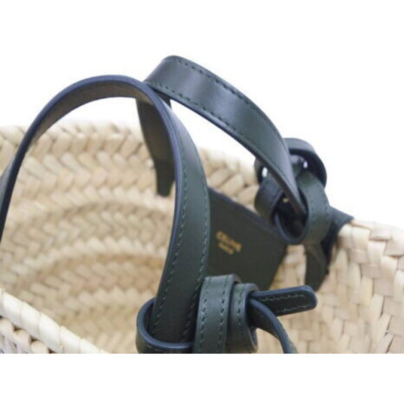 Celine Triomphe Bagnier Handbag Raffia Calfskin Basket Bag - Picture 7 of 8